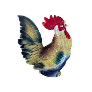 Vintage Japan Ceramic Rooster Figurine Hand Painted 7–8 Inch